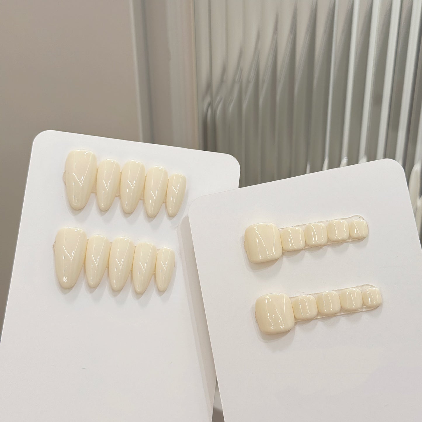 Overseas popular solid color simple almond carapace white white hand and foot set handmade nails | 365nails