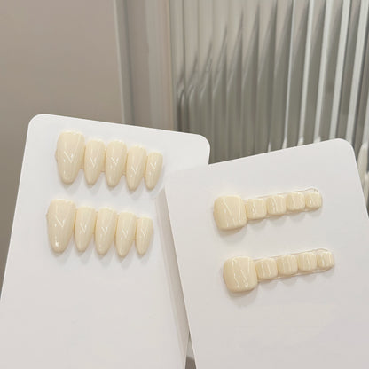 Overseas popular solid color simple almond carapace white white hand and foot set handmade nails | 365nails