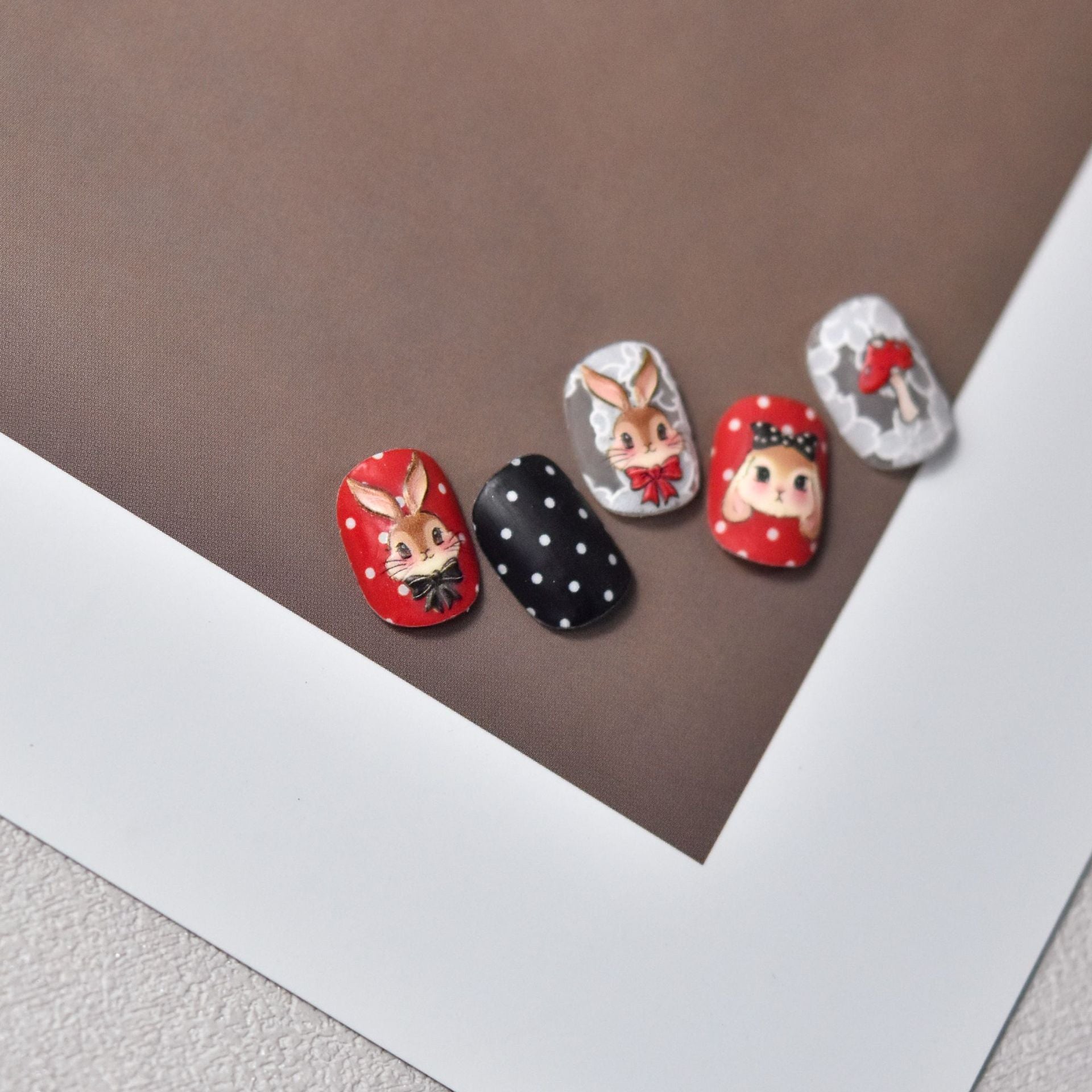 365nails: "Cute Bunny with Bow Tie-Dye Gold" – nail art stickers