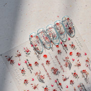 365nails: "Vintage Red Flower with Calligraphy" – nail art stickers