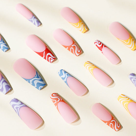 nail patch rainbow wave nail false nail  direct supply  finished product wholesale｜365nails