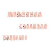 Nude Bow Accent Nails with Silver Crystal Details