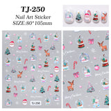 Happy Christmas Nail Art Sticker 5D Embossed Three-dimensional Snowman Christmas Bear DIY Nail Sticker Ornament TJ