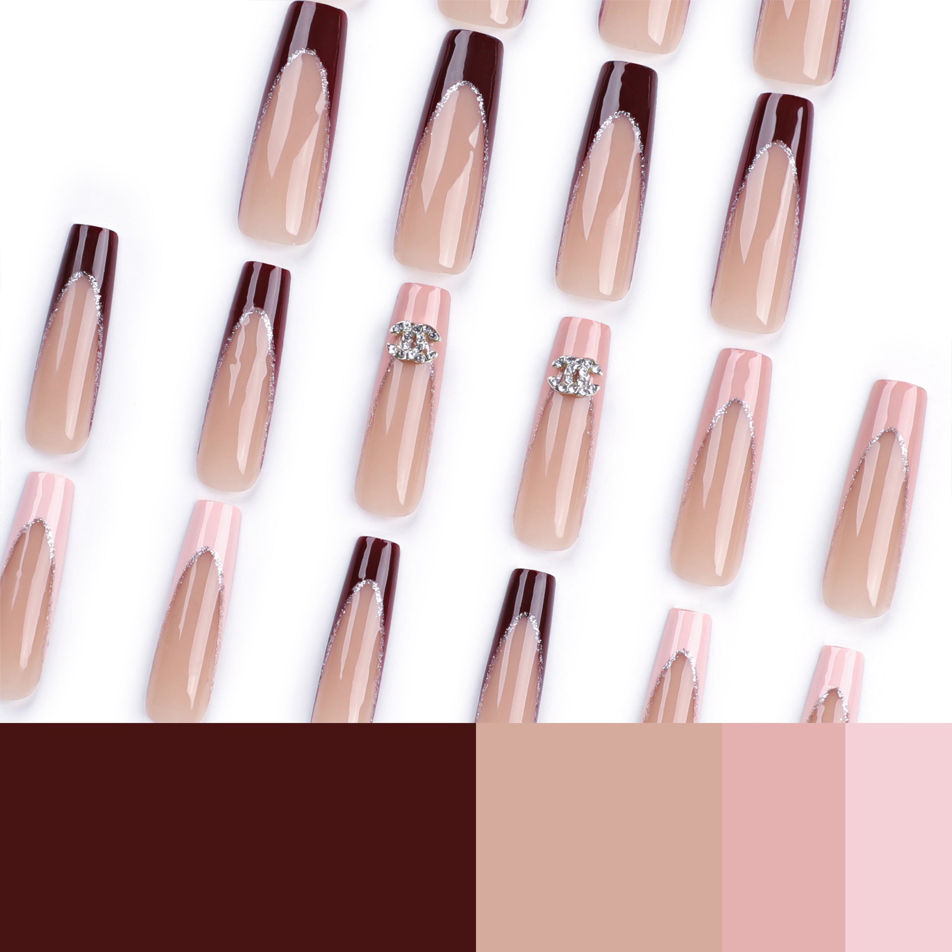 French Maillard white  long square manicure    finished product wholesale｜365nails