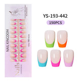 Nail Tips French press on nails  explosion five-color rectangular versatile removable patch manicure 150 pieces fake nail piece