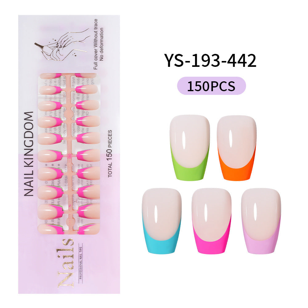 Nail Tips French press on nails  explosion five-color rectangular versatile removable patch manicure 150 pieces fake nail piece