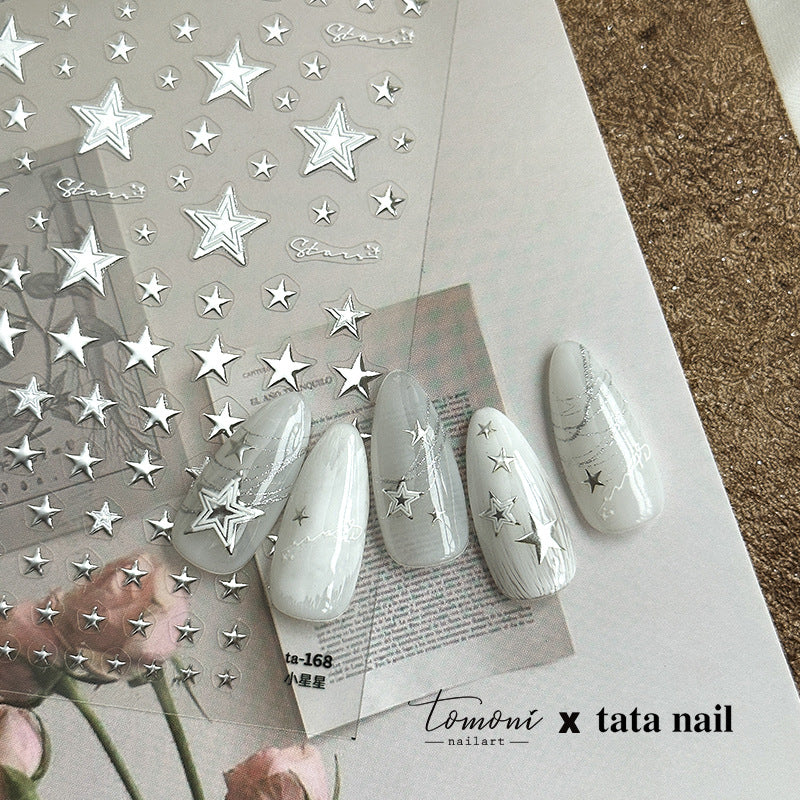 Gold Star: "Celestial Sparkle" – 3D Embossed Nail Sticker