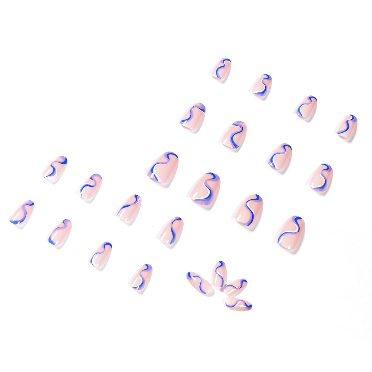 Linha de combinação de cores pop, sensação de pressão nas unhas, arte finalizada, unha postiça, remendo de unha, peça de unha removível｜365nails