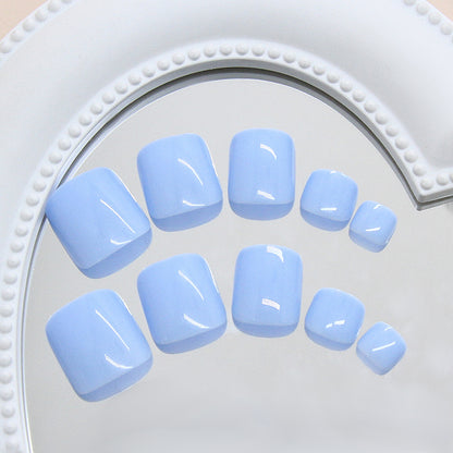 Summer clear and cool simple blue sweet and white versatile  ins wind removable toenails 24 pieces｜365nails