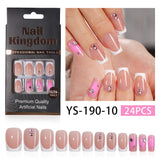 Orange French Floral Crystal Press On Nails (MOQ=3)