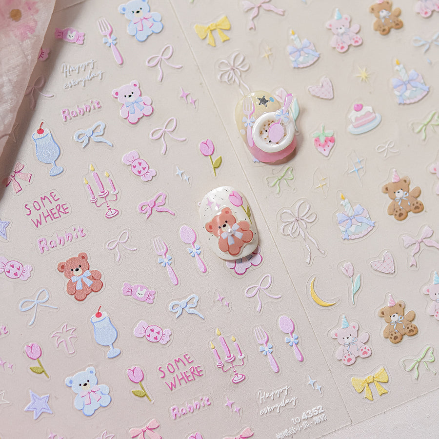 365nails: "Cute Teddy Bear Party" – Nail Art Stickers