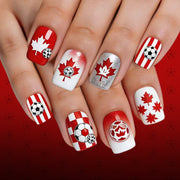 World Cup Canada Maple Leaf Football Fan Press-On Nails (Gradient/24pcs/Short Square)
