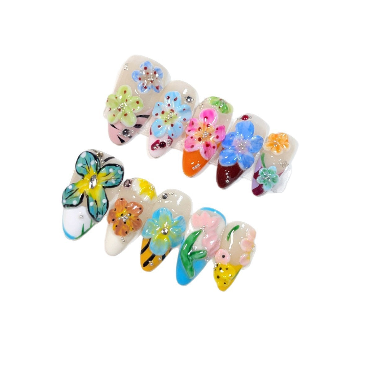 365nails: 「迷醉花園」 – 3D 立體花朵 手工製 杏仁形 甲片