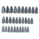 30-piece set blue solid color cat eye press-on nails - medium length almond shape