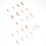 Pó de pêssego suave para clareamento de verão, unhas postiças finalizadas, peça removível para unhas｜365nails