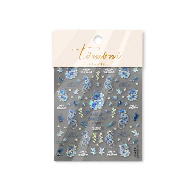 365nails: "Blue Floral Dragon" – nail art stickers