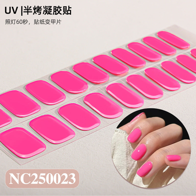 Semi-Cured Gel Nail Strips Solid Color Glossy Classic Design (MOQ=3)