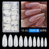 Nail Tips Nail piece full size XL 500 pieces boxed natural light and transparent full sticker almond nail patch fake nail patch manicure