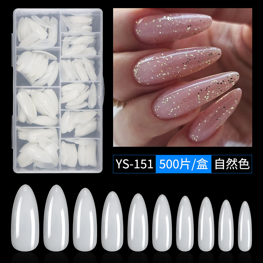 Nail Tips Nail piece full size XL 500 pieces boxed natural light and transparent full sticker almond nail patch fake nail patch manicure