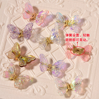 Light luxury heavy industry pure handmade high-end wearing armor Symphony smart butterfly long pointed nail patch moving butterfly｜365nails