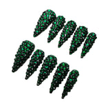 Emerald Bling Collection: "Full Emerald Glitter" – Extra Long Stiletto Press-On Nails