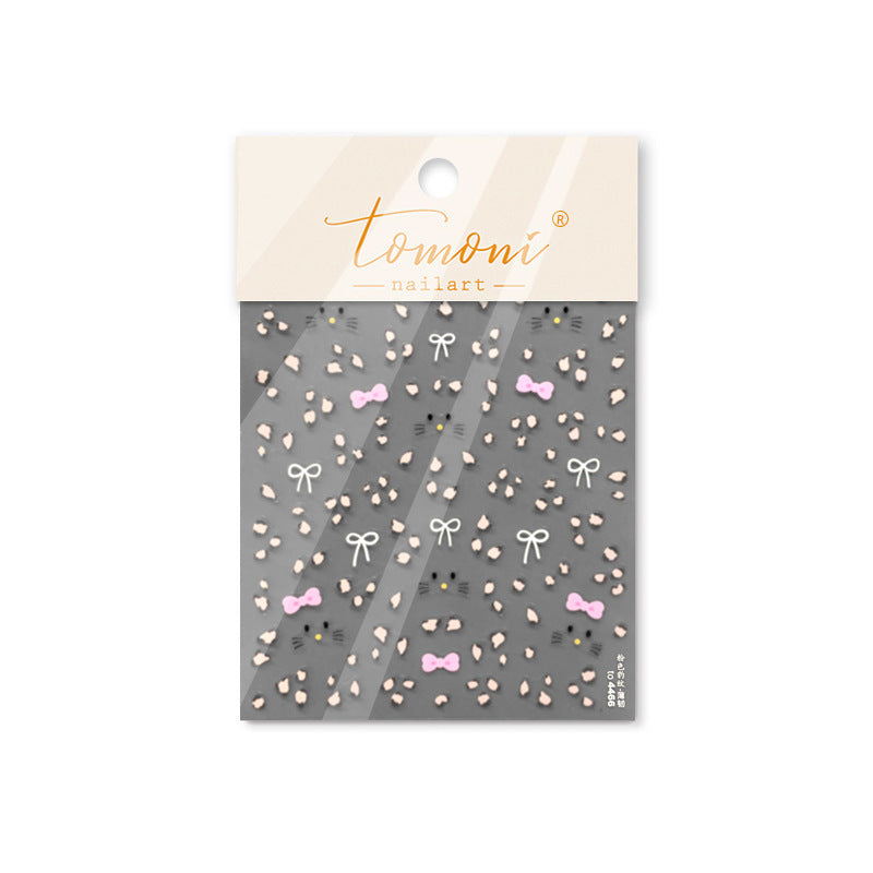 Leopard Print & Bow Nail Stickers – Cute Animal Print Collection
