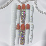 White Crystal Luxe French Press On Nail Set