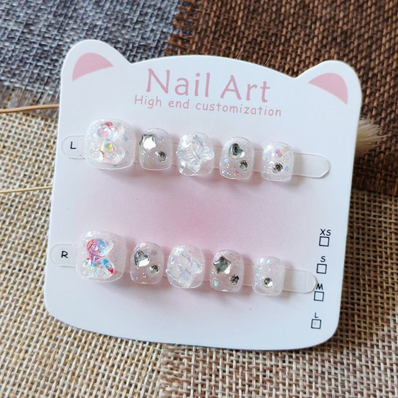 365nails: "holographic gummy bear" – short round handmade kids press-on nails