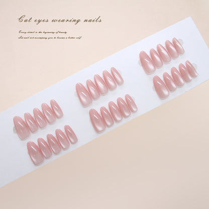 Nail Tips  Prefabricated Nail Sweet and Clear Peach Powder cat eye Fashion Versatile White ins  Nail Art 30 Pieces｜365nails