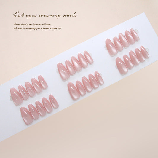 Nail Tips  Prefabricated Nail Sweet and Clear Peach Powder cat eye Fashion Versatile White ins  Nail Art 30 Pieces｜365nails