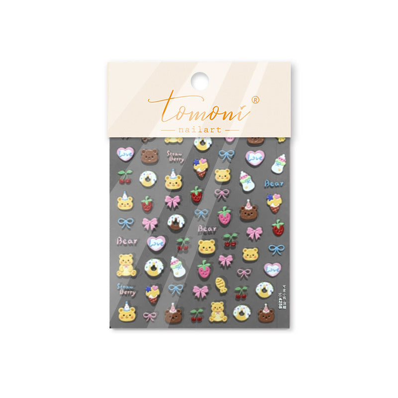 Strawberry Bear Party – Cute Embossed Nail Art Set