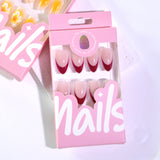 French burgundy 3D three-dimensional flower short almond press-on nails