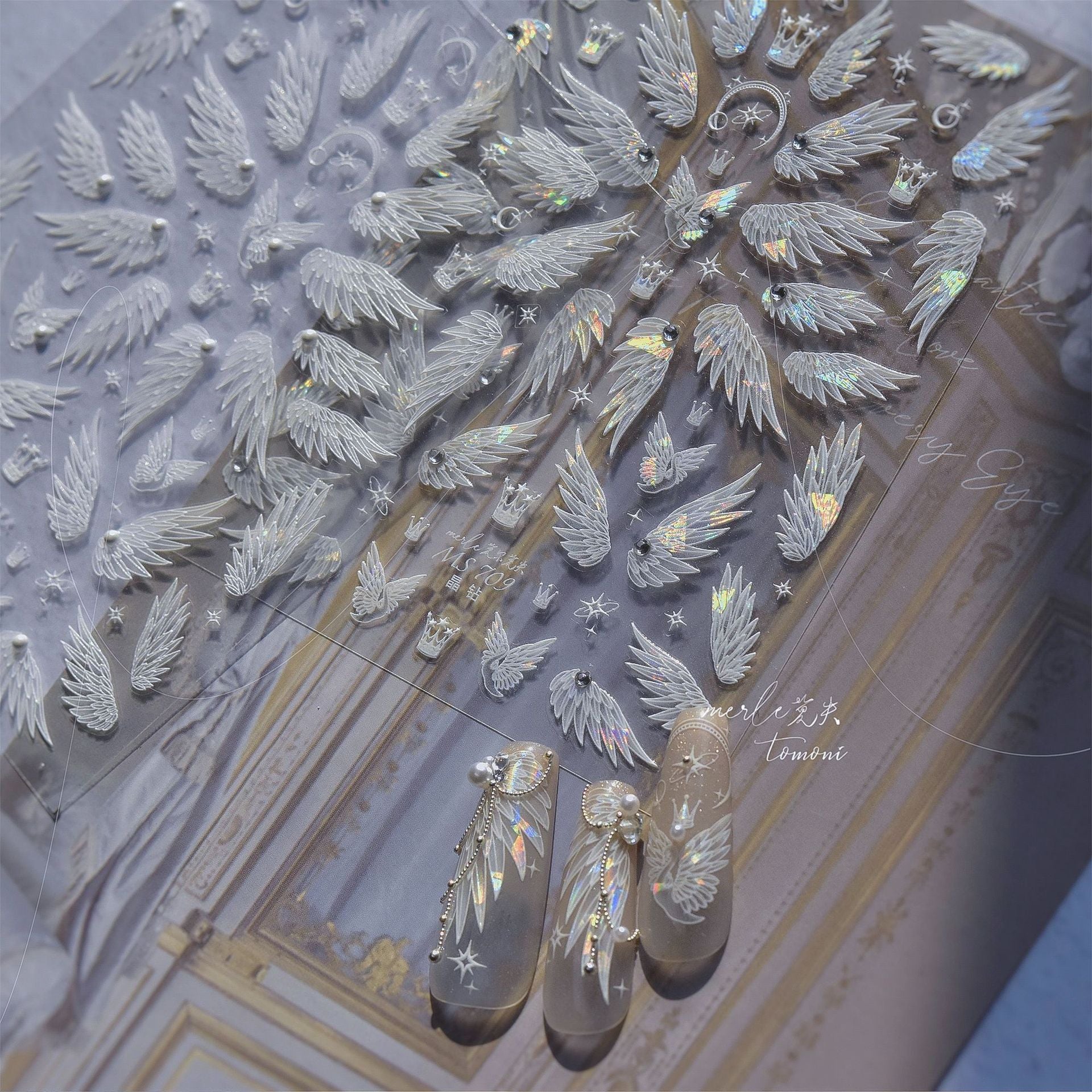 Angel Wing Collection: "Celestial Grace" – 3D Crystal Diamond Nail Sticker