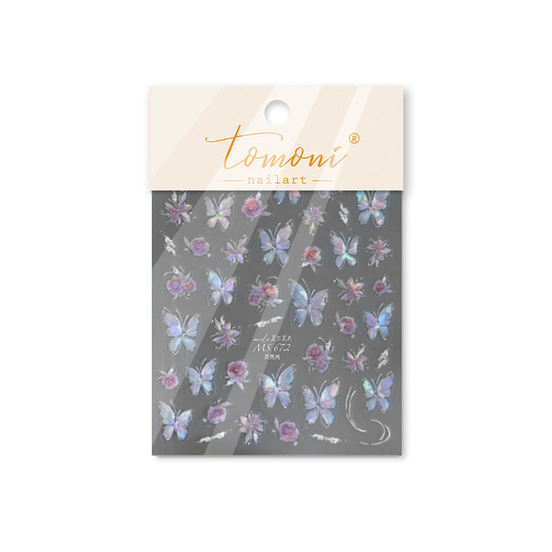 365nails: "Iridescent Butterfly & Rose" – nail art stickers