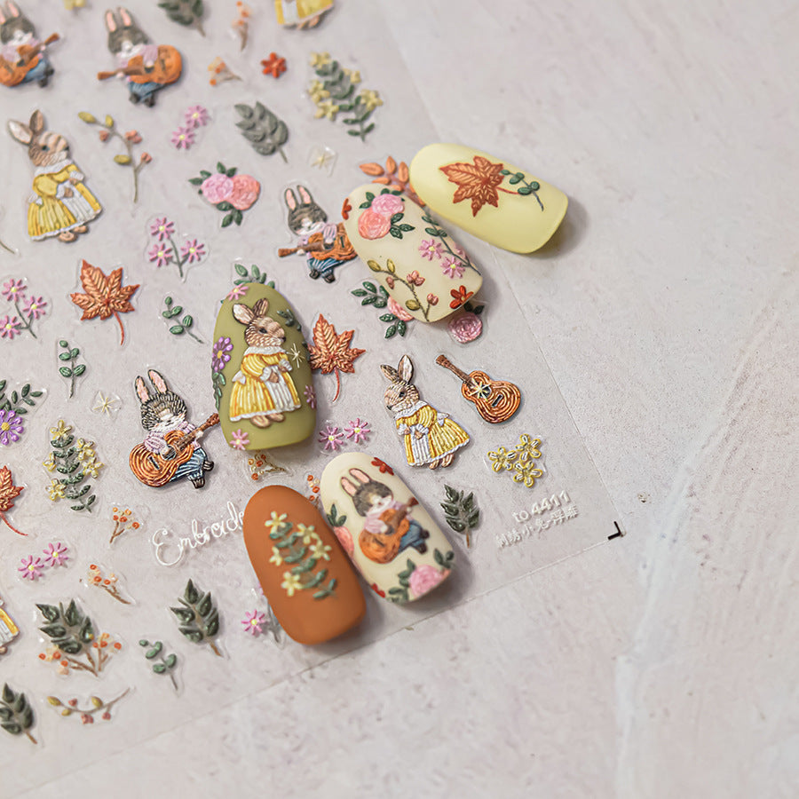 Oriental Mountain & Crane: "Serene Landscape" – 3D Embossed Nail Sticker