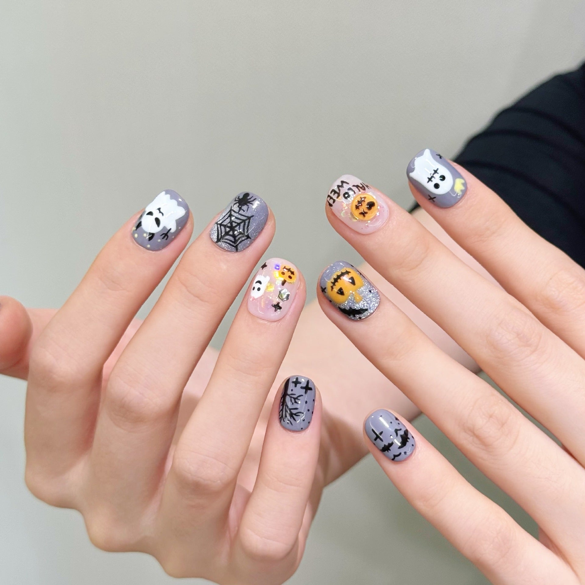 Spooky Midnight Ghost Pumpkin Halloween Cartoon Nail Art Set
