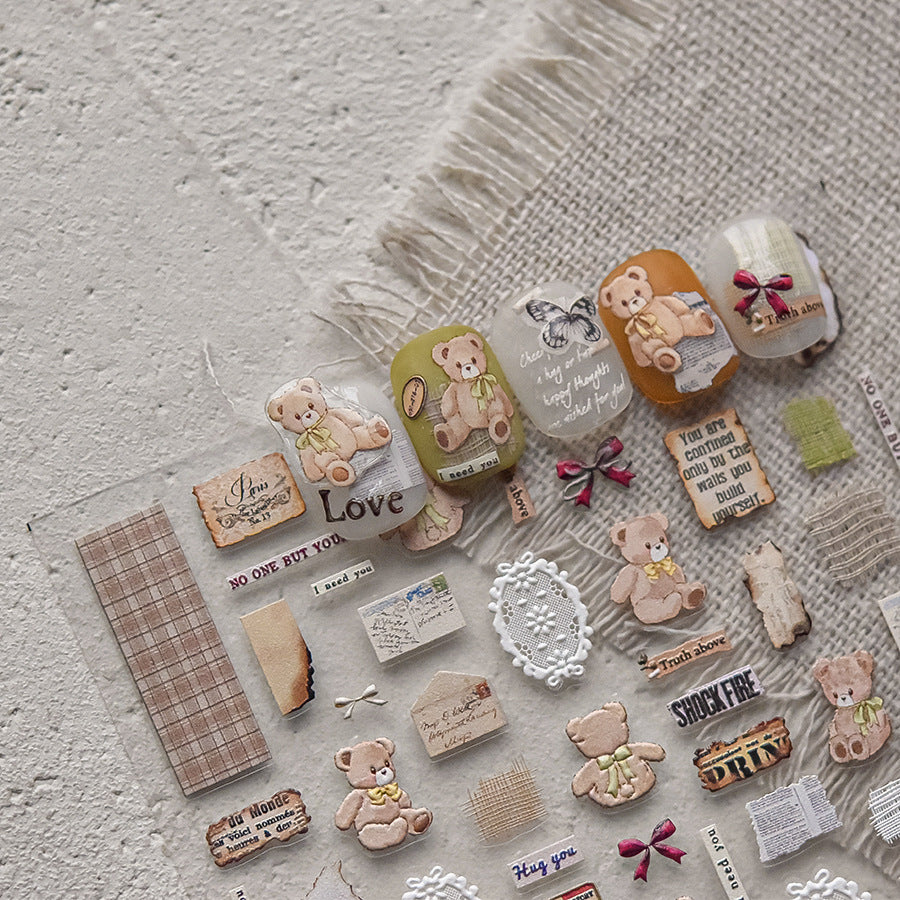 Vintage Teddy Bear Journal – Sweet Nostalgic Nail Art Stickers