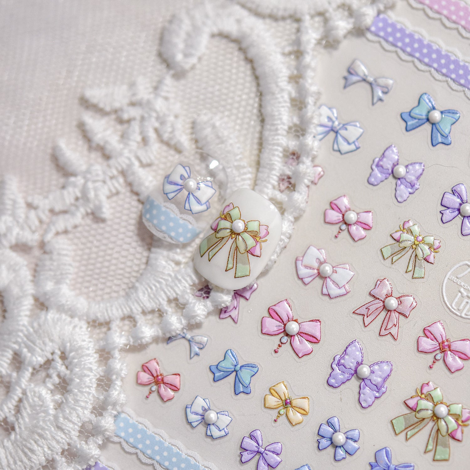 Pastel Crystal Bow & Ribbon – 5D Embossed Sweet Accent Set