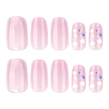 Naked pink cat eye flash short square press-on nails