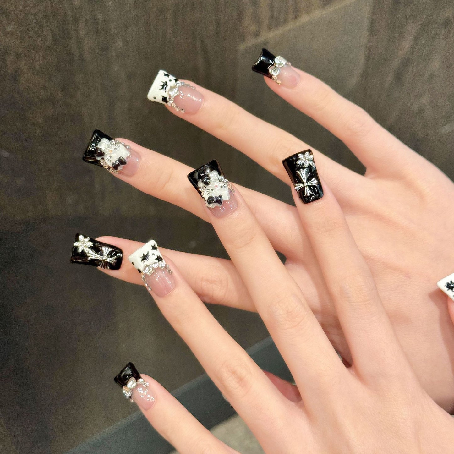 Short Duckbill Shape Milk French Cartoon Cute Short Handmade Wear nails | 365nails