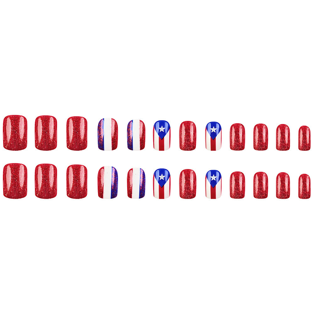 365nails: Ongles press-on drapeau pailleté Fête de l'Indépendance