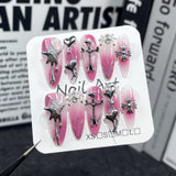 Uñas postizas hechas a mano con pistola rociadora, rubor irregular, cambio gradual, parche para uñas medianas y largas, pegatina de corazón de Crowe｜365nails