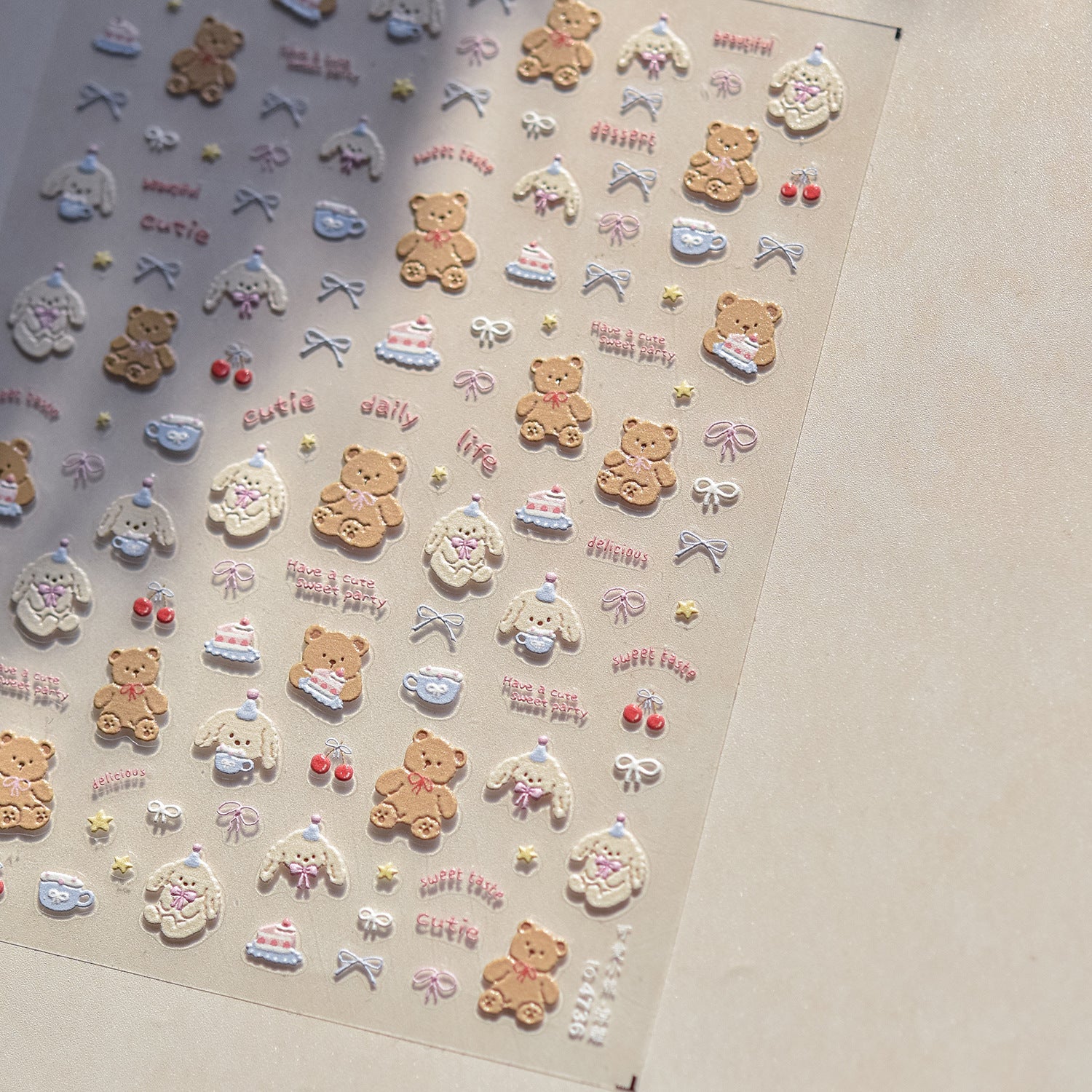 Sweet Kitten Collection: "Iridescent Sweet Kitten" – 3D Embossed Nail Sticker