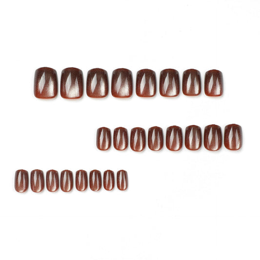 Wearing nail pads Hazelnut brown cat eye nail pads pads Finished nail pads pressed on nails｜365nails