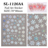 Winter Laser Snowflake Nail Art Sticker 5D Embossed Aurora Christmas Snowflake DIY Nail Sticker Ornament SL