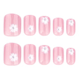 Simple white flower  art summer small fresh  fake nail nails wholesale｜365nails
