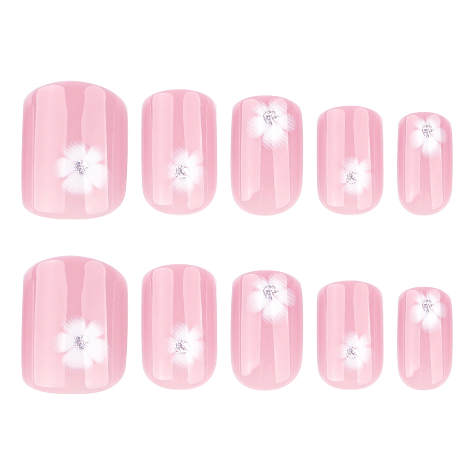 Simple white flower  art summer small fresh  fake nail nails wholesale｜365nails