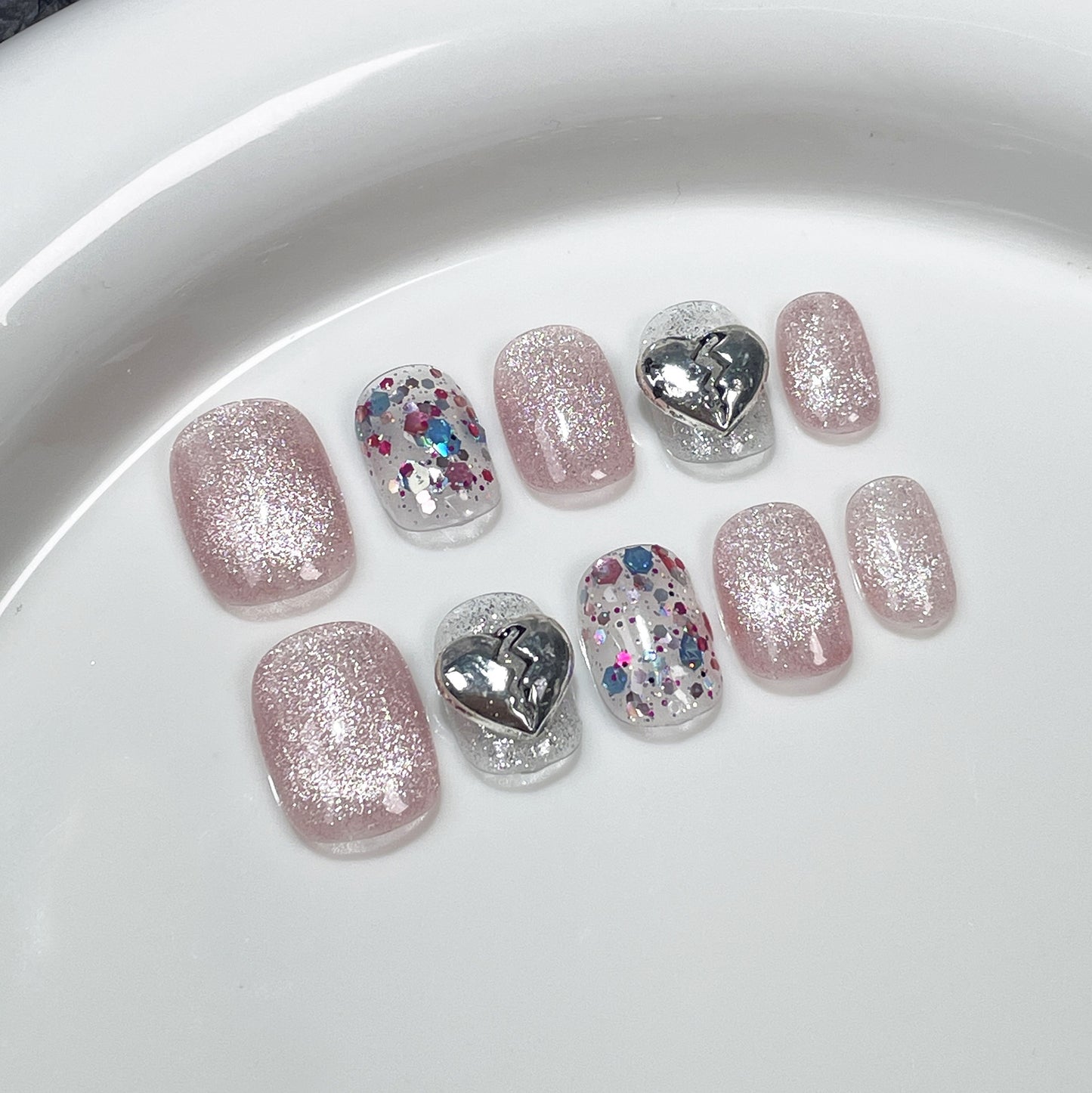 Simple cat eye handmade press-on nails summer fresh small short nail sticker｜365nails