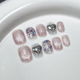 Uñas postizas de ojo de gato sencillas y hechas a mano, pegatinas para uñas cortas y pequeñas, frescas y veraniegas | 365nails