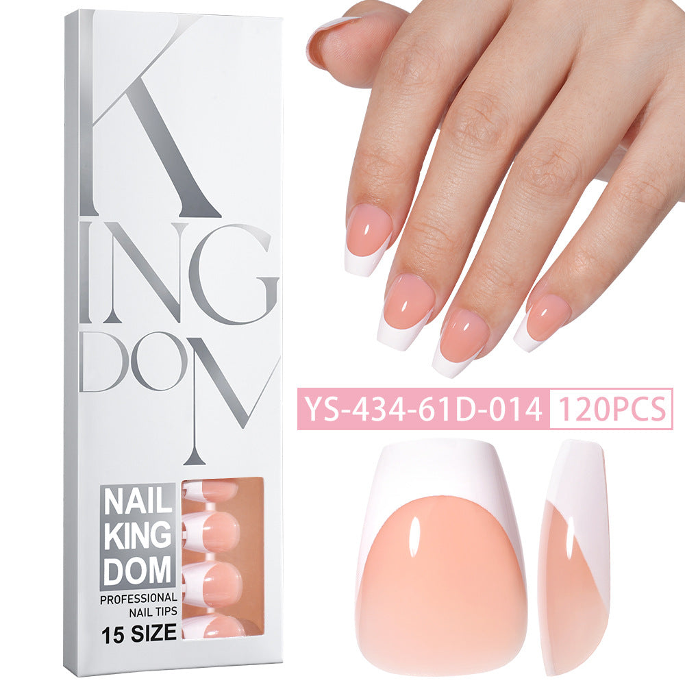 Hot-selling French-style armor, simple spray oil-shiny patch manicure removable trapezoidal nail piece 120 pieces in a box